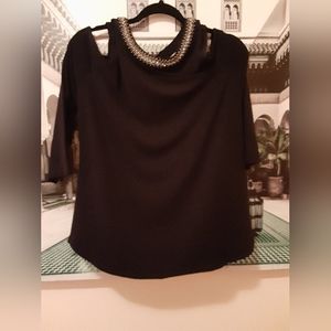 COLD SHOULDER BLACK BLOUSE